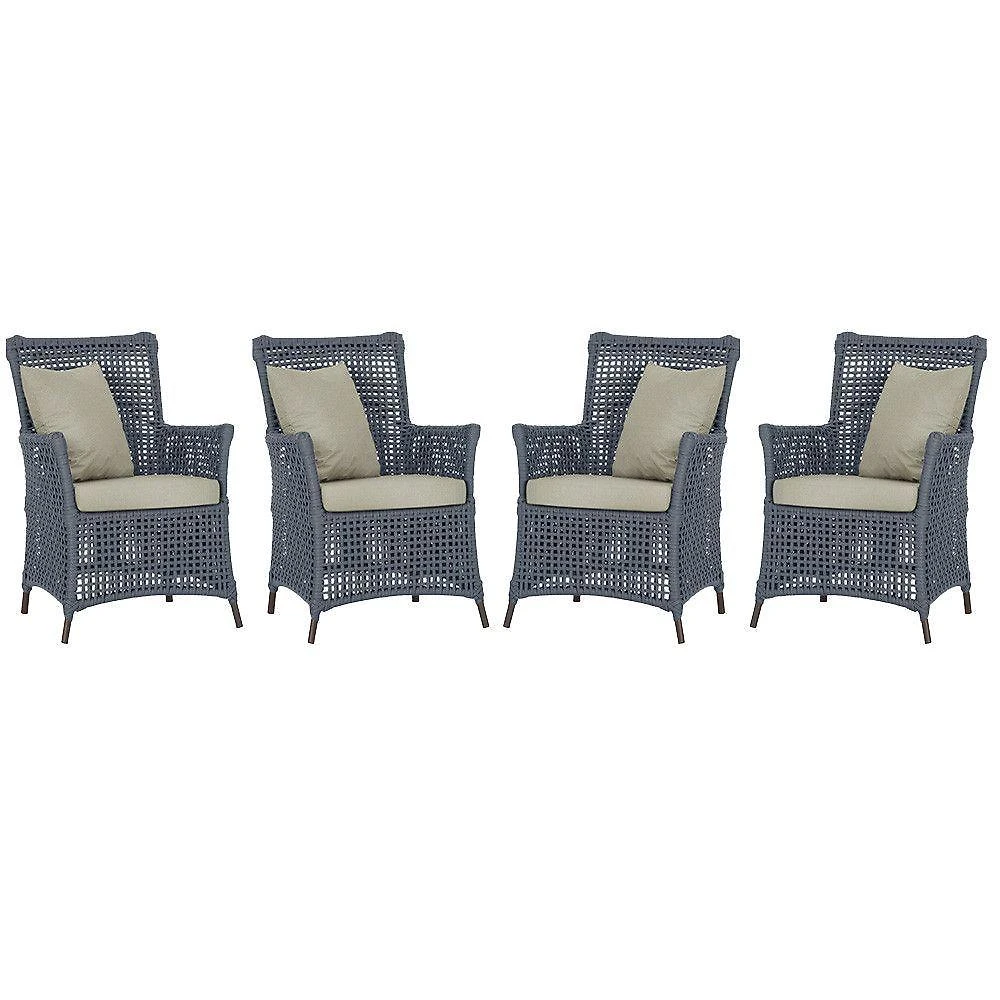 4 Poltronas Igapó Alumínio Pintura Marrom Corda Náutica E7 Prata