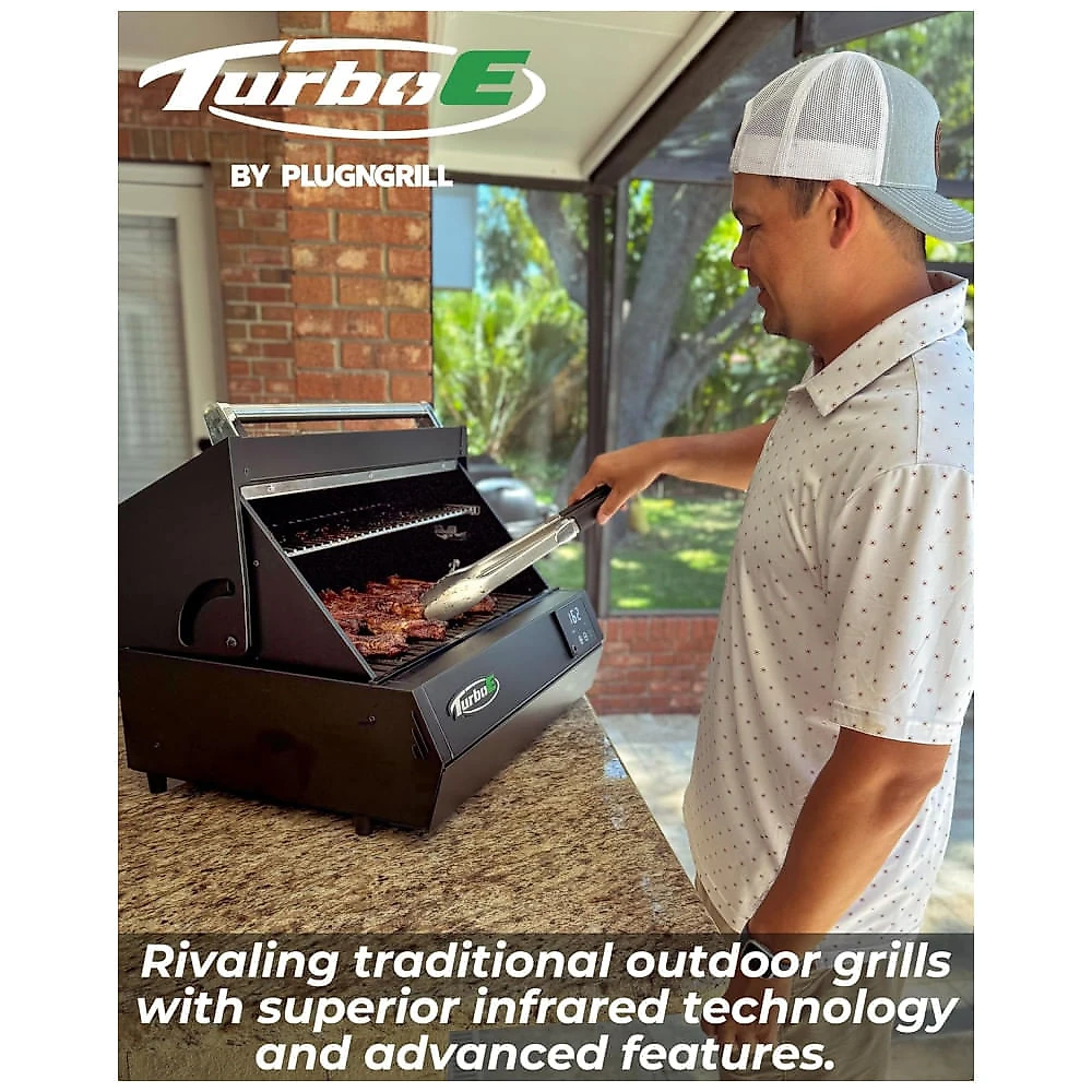 Churrasqueira Elétrica Turbo Outdoor PLUGNGRILL 1700W - Grill Infravermelho 61cm - Smart BBQ com Display de Sonda