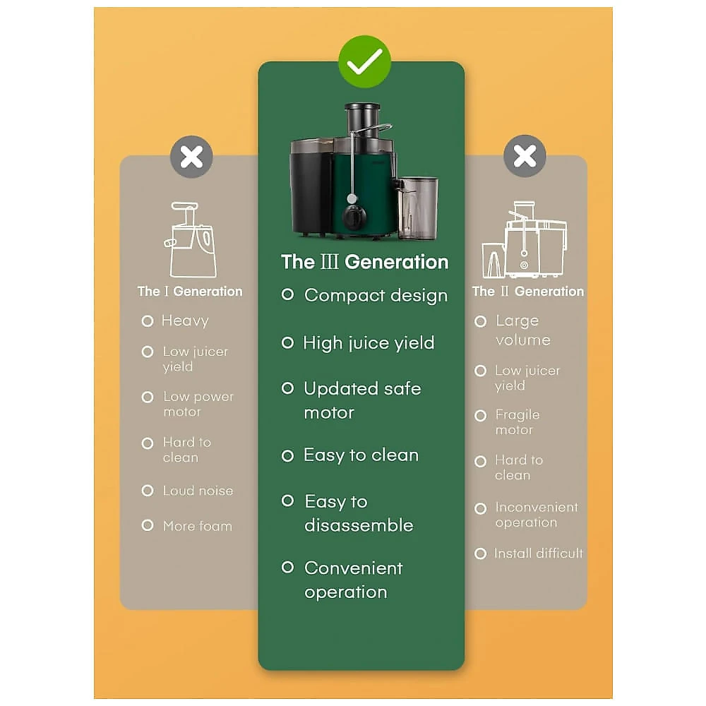 Extrator de Suco HOUSNAT Centrífugo, Potência Máxima de 800W, Bocal Largo de 65MM, Extrai Sucos de Frutas e Vegetais Inteiros, 3 Velocidades para Suco Extrator de Suco HOUSNAT Centrífugo, Potência Máxima de 800W, Bocal Largo de 65MM, Extrai Sucos de Frutas e Vegetais Inteiros, 3 Velocidades para