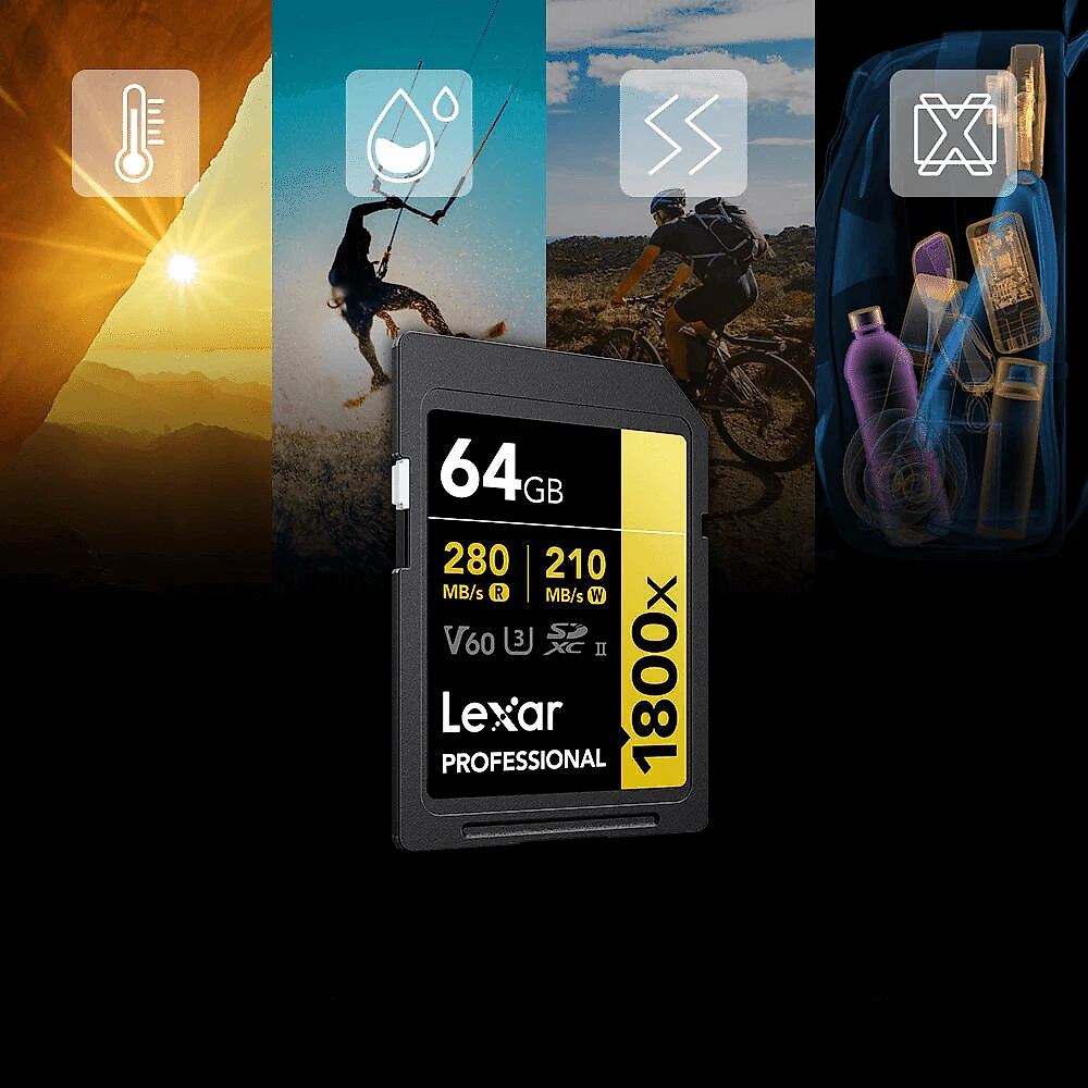 Cartão SDXC 64Gb Lexar Gold 4K 1800x 280Mb/s UHS-II / V60 / U3 / Classe 10