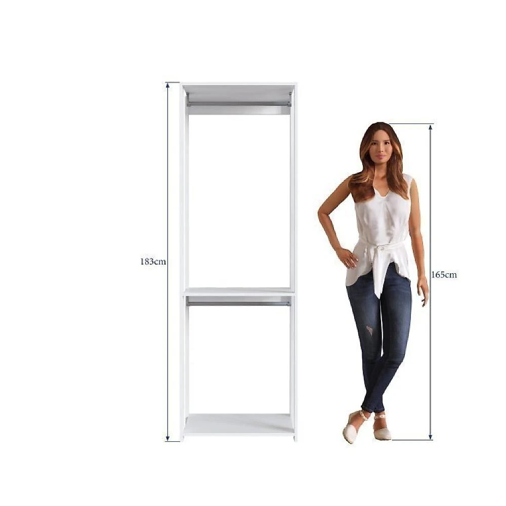 Guarda Roupa Closet 3 Peças com 3 Cabideiros 4 Gavetas 2 Nichos Easy Prodecor Branco