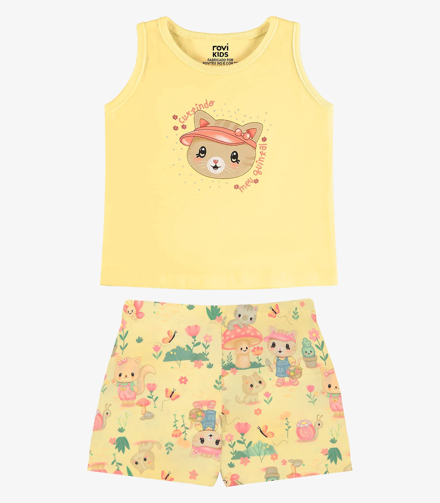Conjunto Feminino Regata Com Shorts Rovi Kids Amarelo