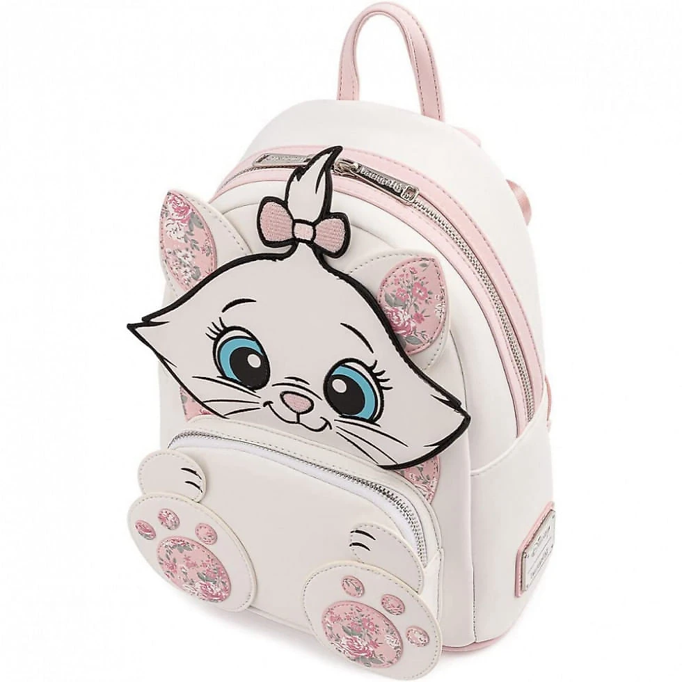 Mochila Escolar Infantil Loungefly Disney Marie Floral para Crianças a Partir de 12 Anos, Branca