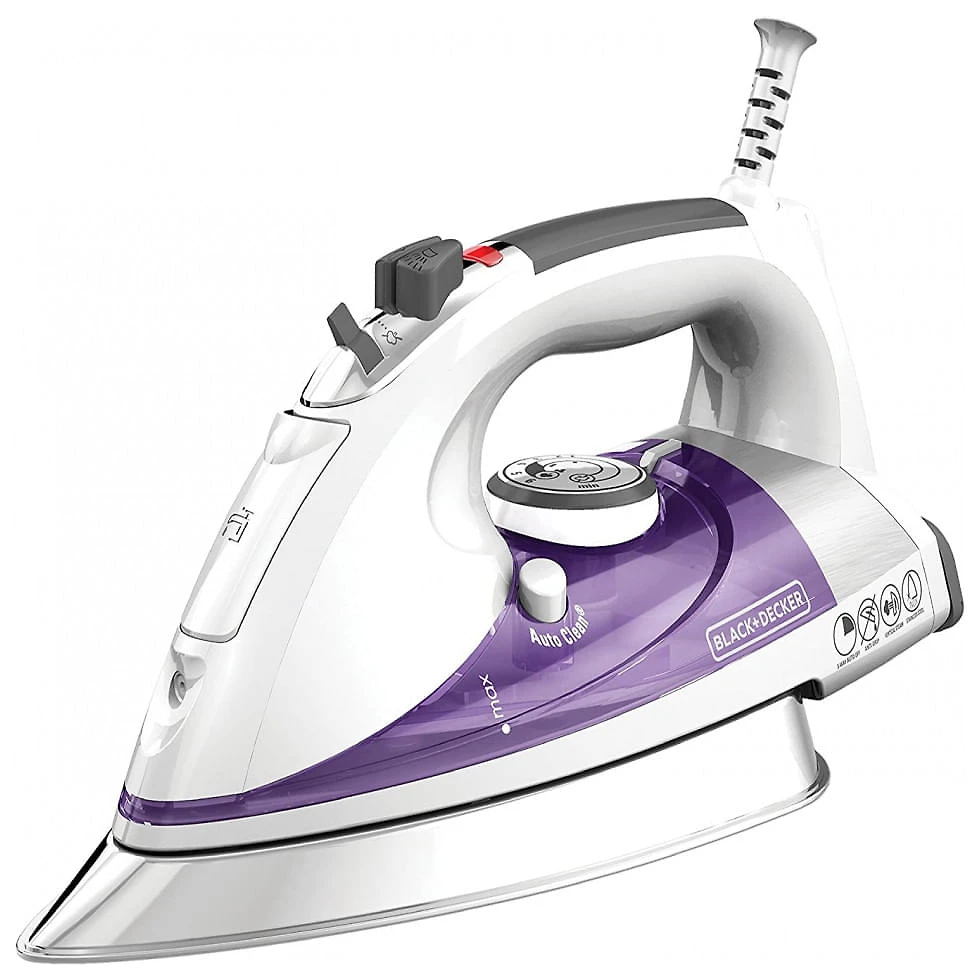Ferro de Passar a Vapor BLACK DECKER IR1350S com Desligamento Automático e Antigotejamento, 1500W 110V, Roxo