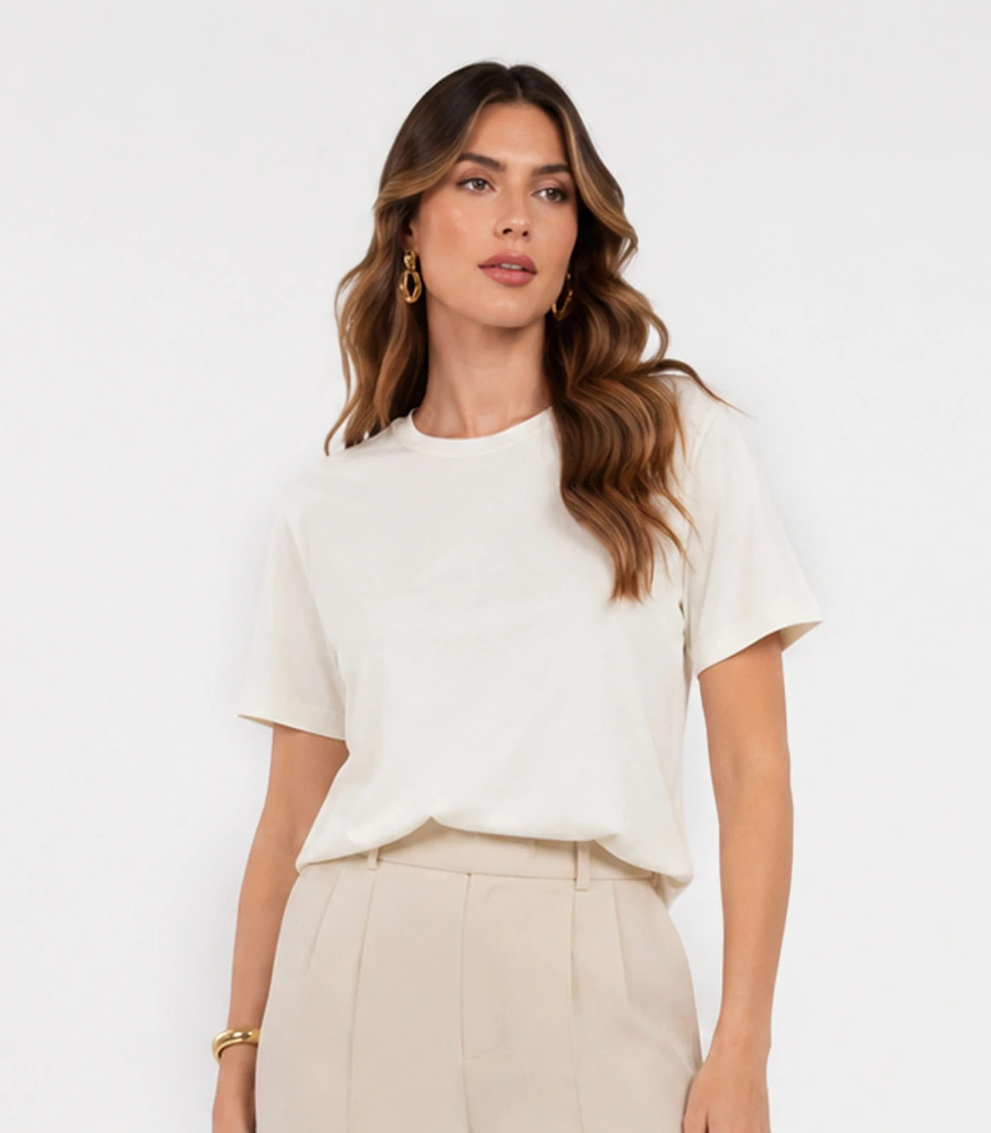 Blusa Feminina Em Malha Visco Premiere Endless Bege