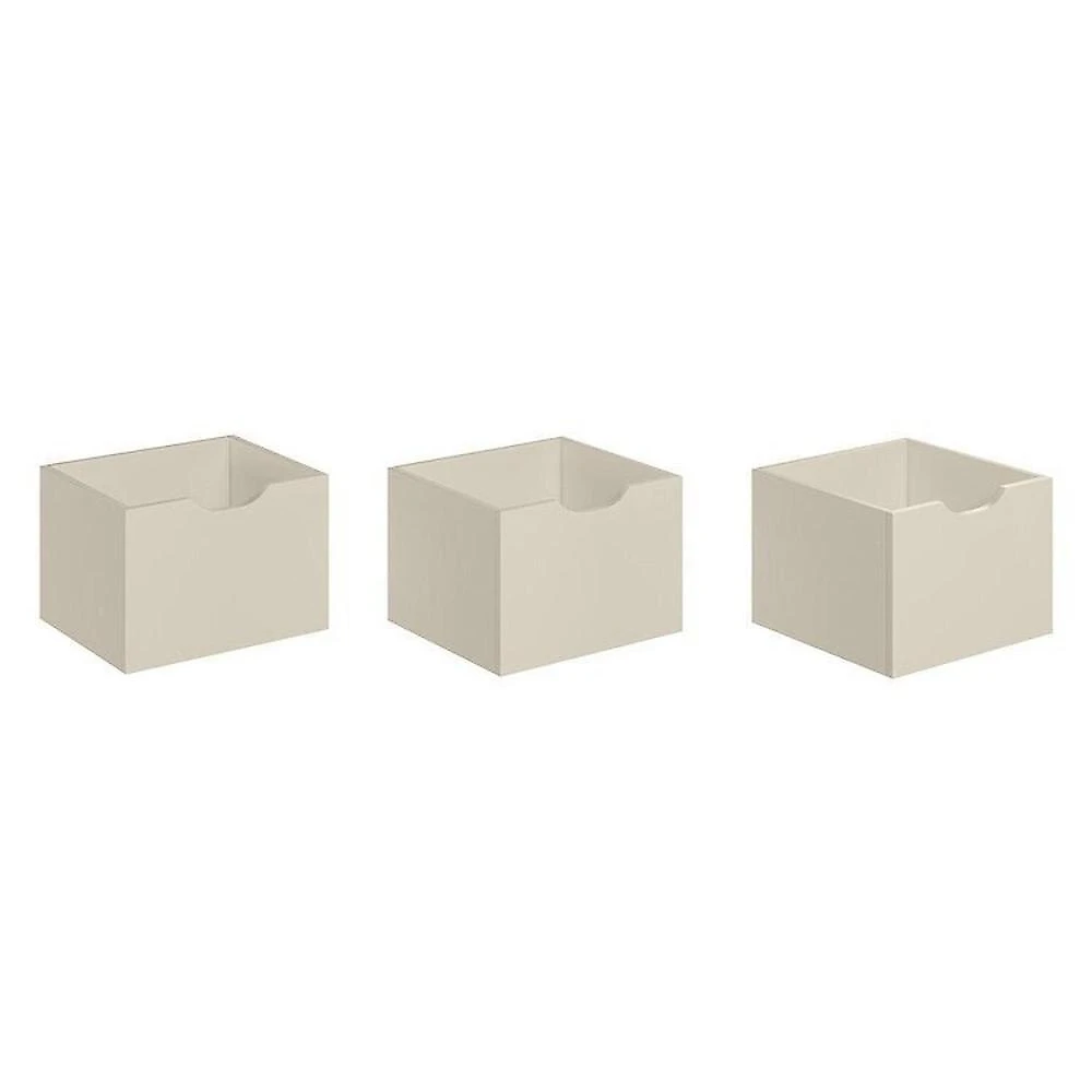 Kit 3 Gavetas Organizadoras e Estante Baixa Nicho com Pés Palito Freijo/Branco Acetinado