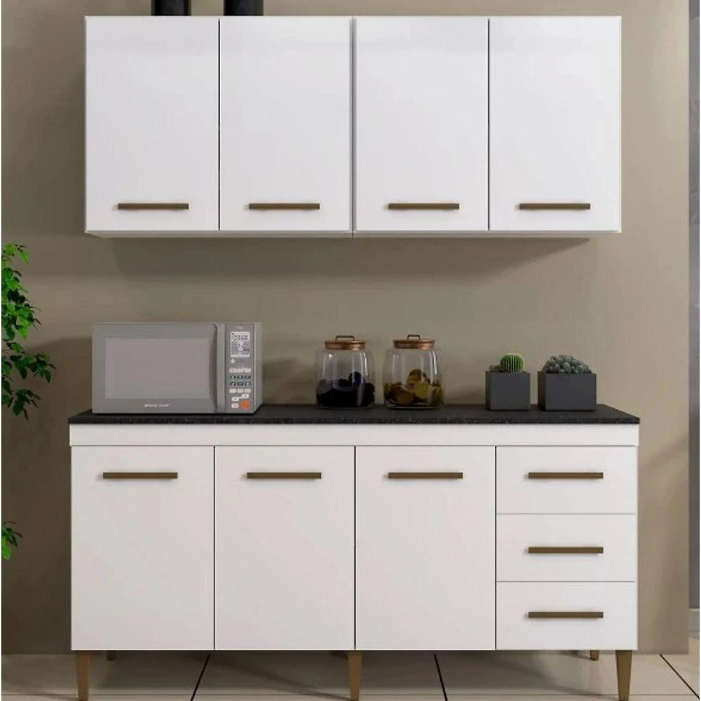 Cozinha Completa Atenas 7 Portas 3 Gavetas Kaiki Móveis - Branco