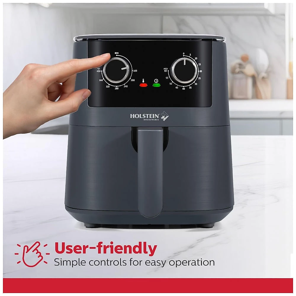 Air Fryer Holstein Housewares Cinza Escuro 4,2L Fritadeira Sem Óleo Timer 60min 1400W Modelo HH-09114019DG