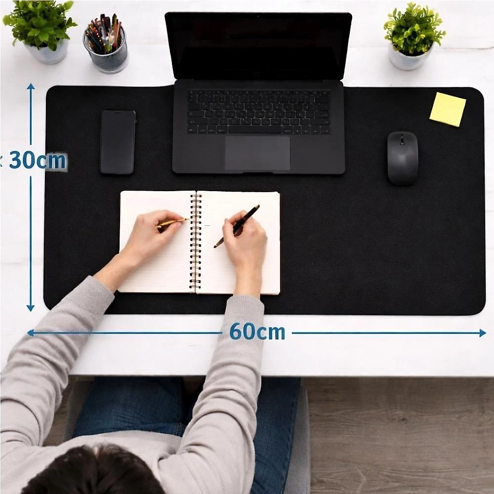 Mouse Pad Preto Grande 30x60 para Mesa com Base Antiderrapante e Superfície Lisa para Teclado