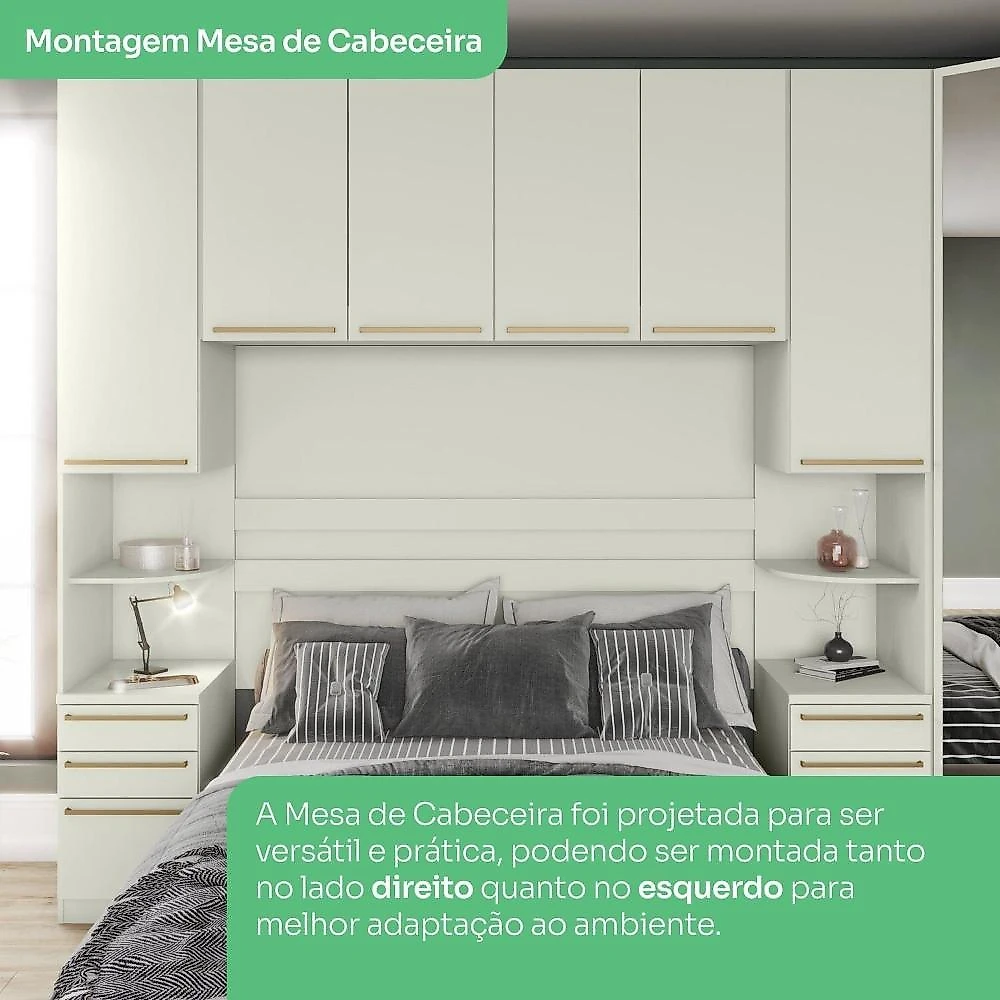 Quarto Modulado Casal Completo 9 Portas 6 Gavetas Canto Oblíquo Areia
