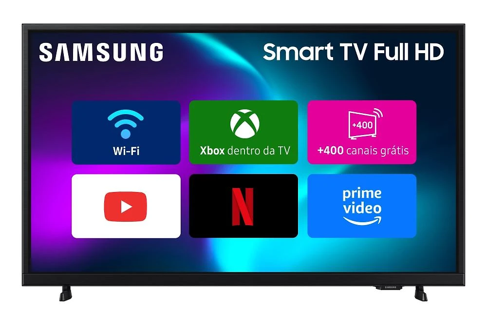 Smart tv 43” samsung full hd un43f6000fgxzd, xbox cloud gaming, hdr, som em movimento virtual, ai energy mode, wi-fi e bluetooth