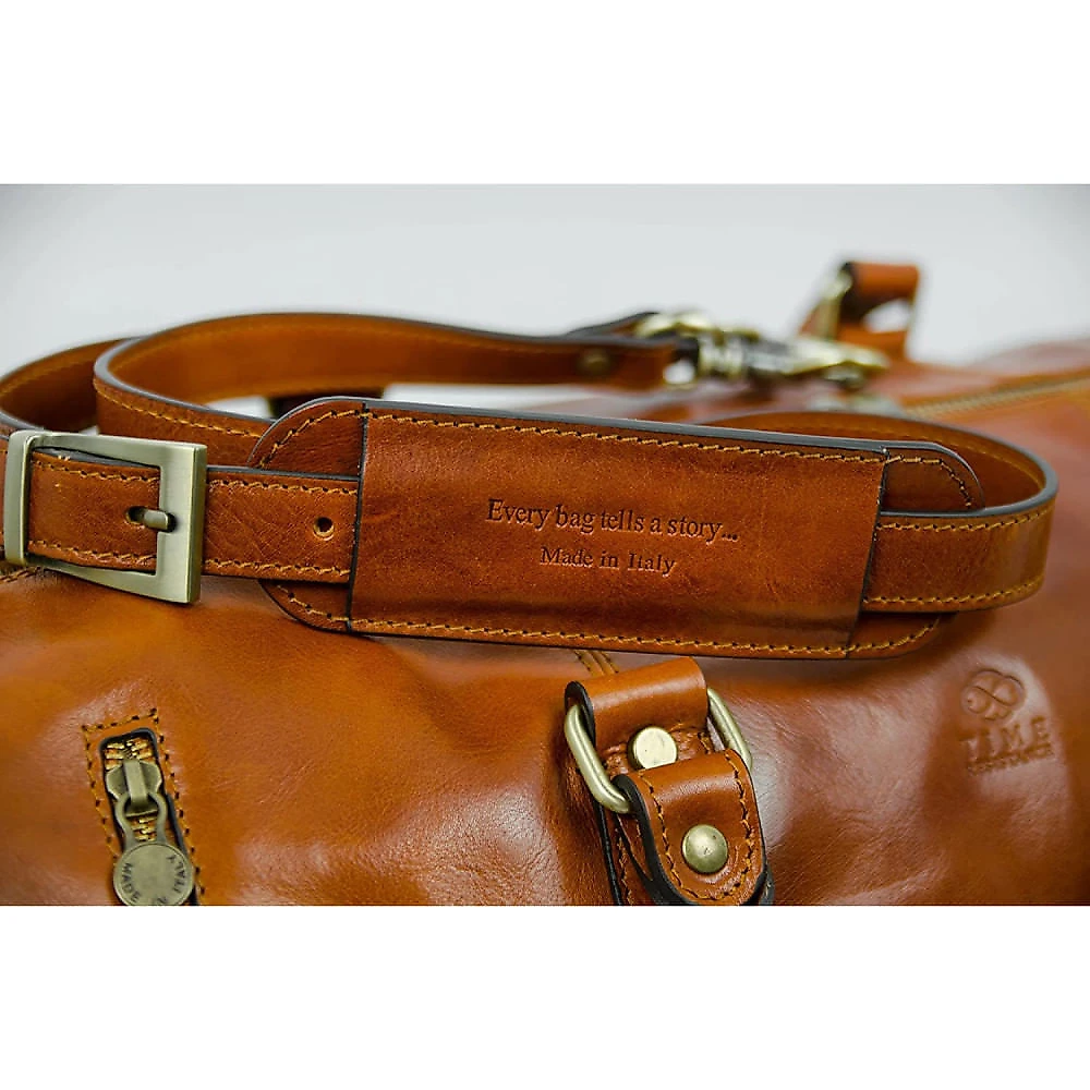 Time Resistance Bolsa de Viagem Masculina Clássica de Couro Genuíno Marrom