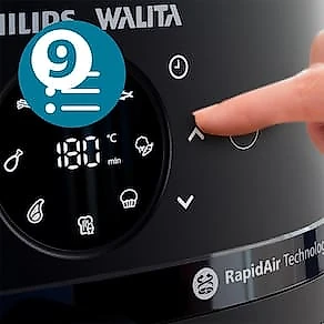 Fritadeira Elétrica Air Fryer Philips Walita 6,2L Série 2000 XL Digital NA230 Sem Óleo 1700W Preta 110V
