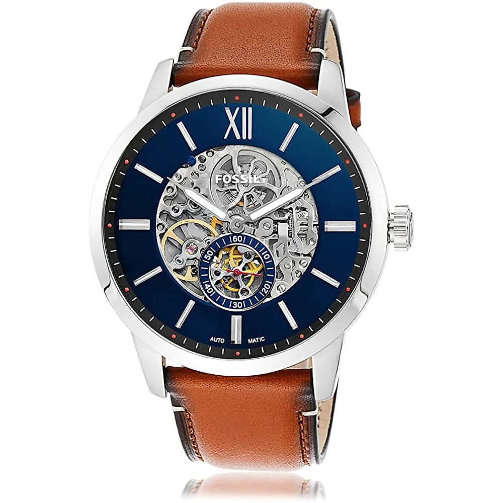Fossil Relógio Masculino Original de Quartzo Automático com P ulseira de Couro Marrom
