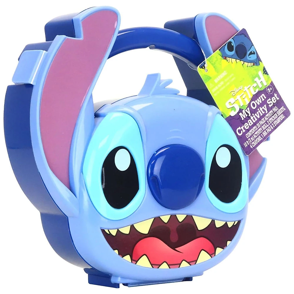 Kit de Criatividade Disney Stitch com Giz de Cera Vibrante, Almofada de Tinta e Carimbos para Crianças a Partir de 3 ...