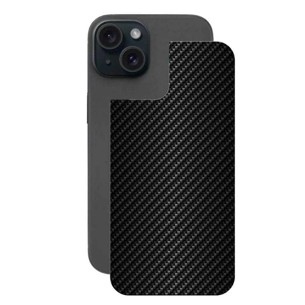 Película Para Iphone 15 - Traseira De Fibra De Carbono Preta - Gshield