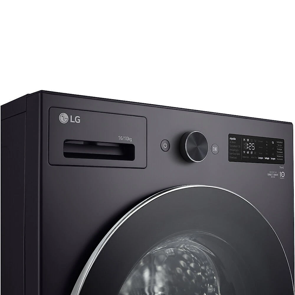 Lava e Seca WD16GNT 16Kg ou 10Kg Front Load Automático Touch LED LG Blkinox - 110V