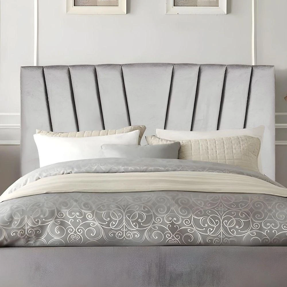 Cabeceira King Cama Box Estofada 195 Cm Lile Linho cinza Claro