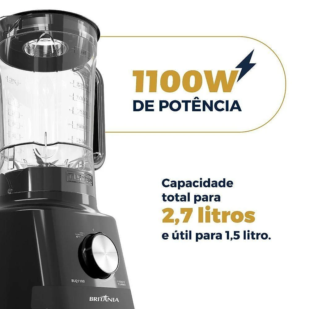 Liquidificador britânia blq1100 1100w 2,7l com pulsar ice autolimpeza 110v
