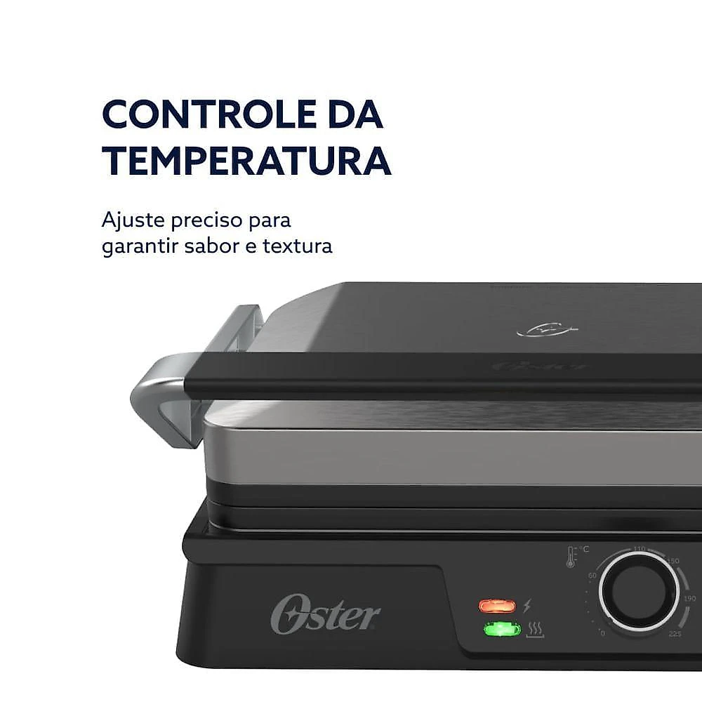 Grill Elétrico Oster OGRL640 Timer Control com Chapas Destacáveis 2100W Preto 220V