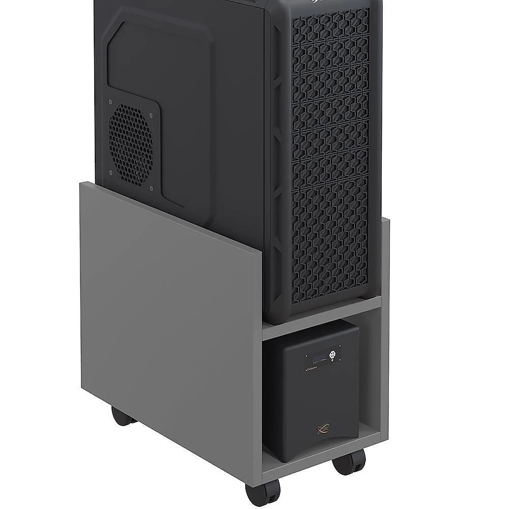 Kit 03 Suportes Para Cpu E Nobreak Com Rodízios Guide L03 Cinza - Lyam