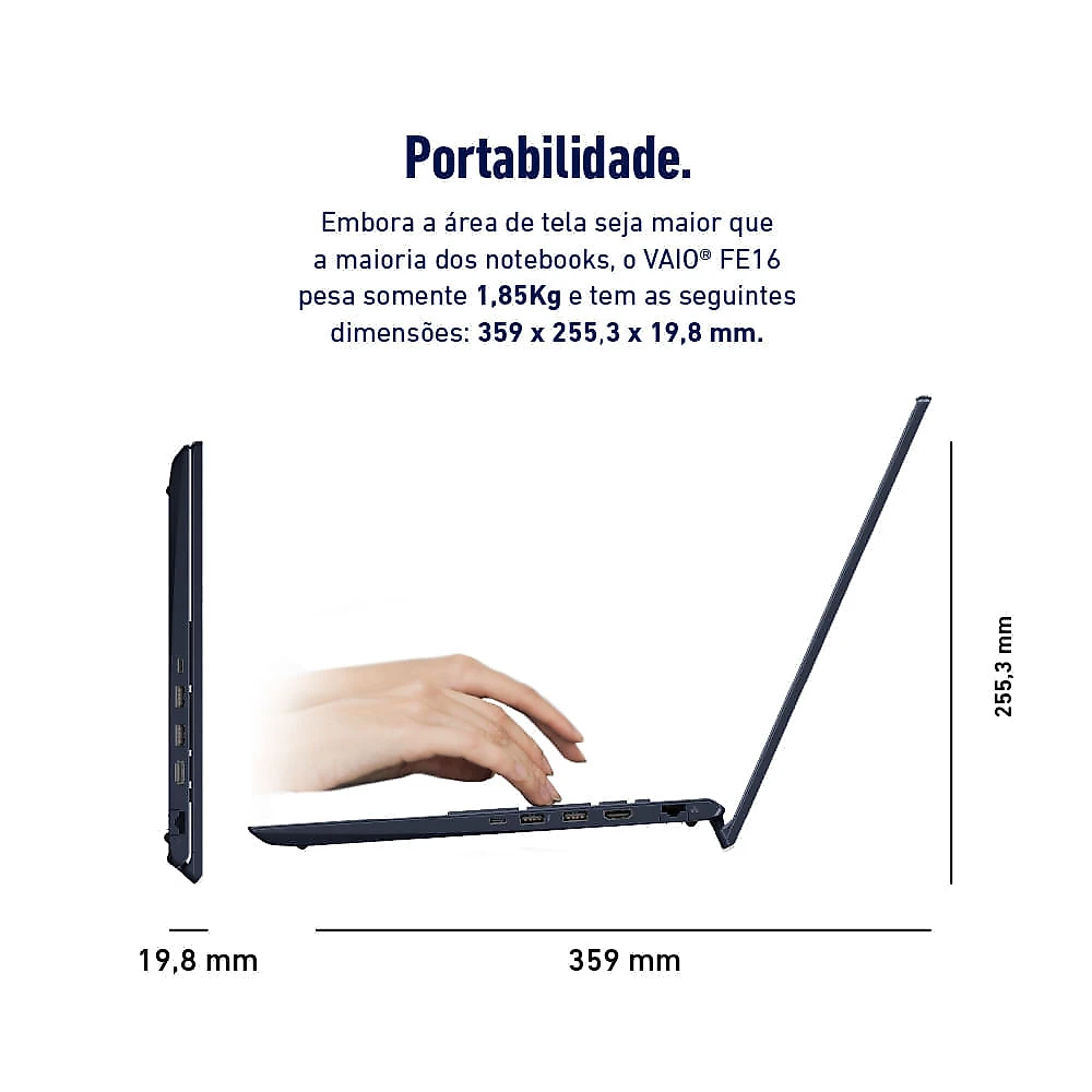 Notebook VAIO FE16 AMD® Ryzen 5-5625U Linux 8GB RAM 256GB SSD 16" IPS WUXGA Antirreflexo - Cinza Grafite