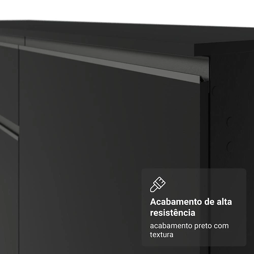Armário De Cozinha Completa 300 Cm Preto Nice Madesa 09 Preto