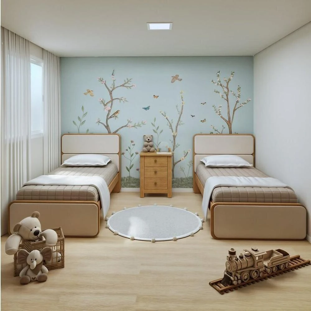 Quarto Infantil com 2 Camas de Solteiro Loop e 1 Cômoda Maggiore