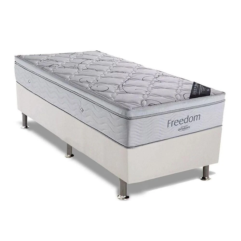 Cama Box Solteiro: Colchão Molas Superpocket Ensacadas Ortobom Freedom + Base Crc Courano White (88x188)