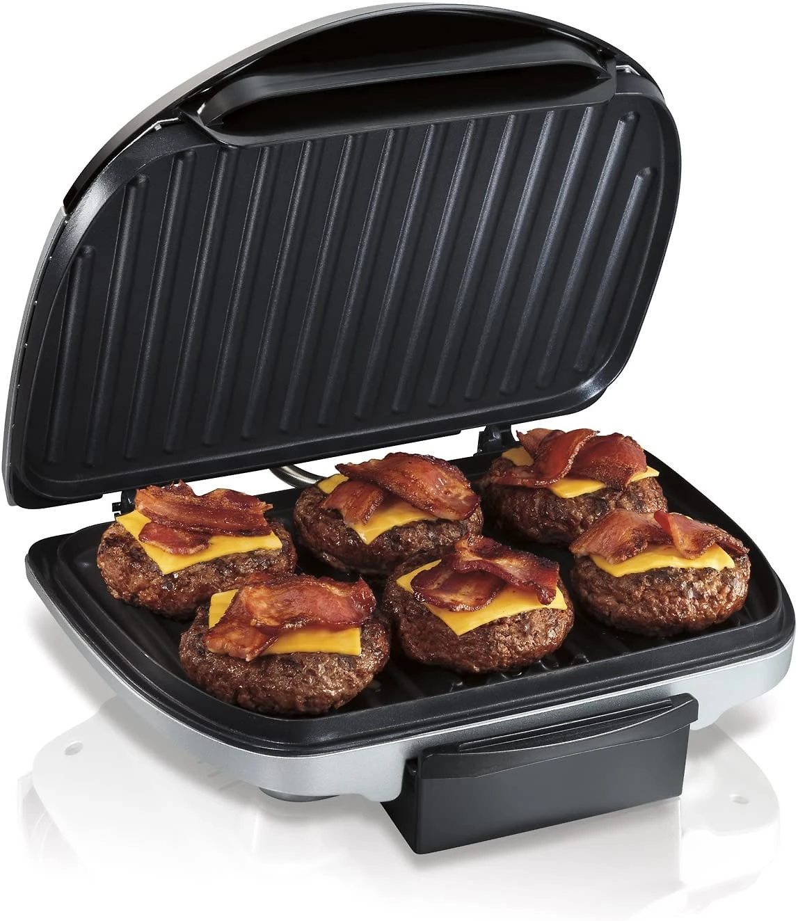 Hamilton Beach Grill elétrico para uso interno 6 porções antiaderente fácil de limpar
