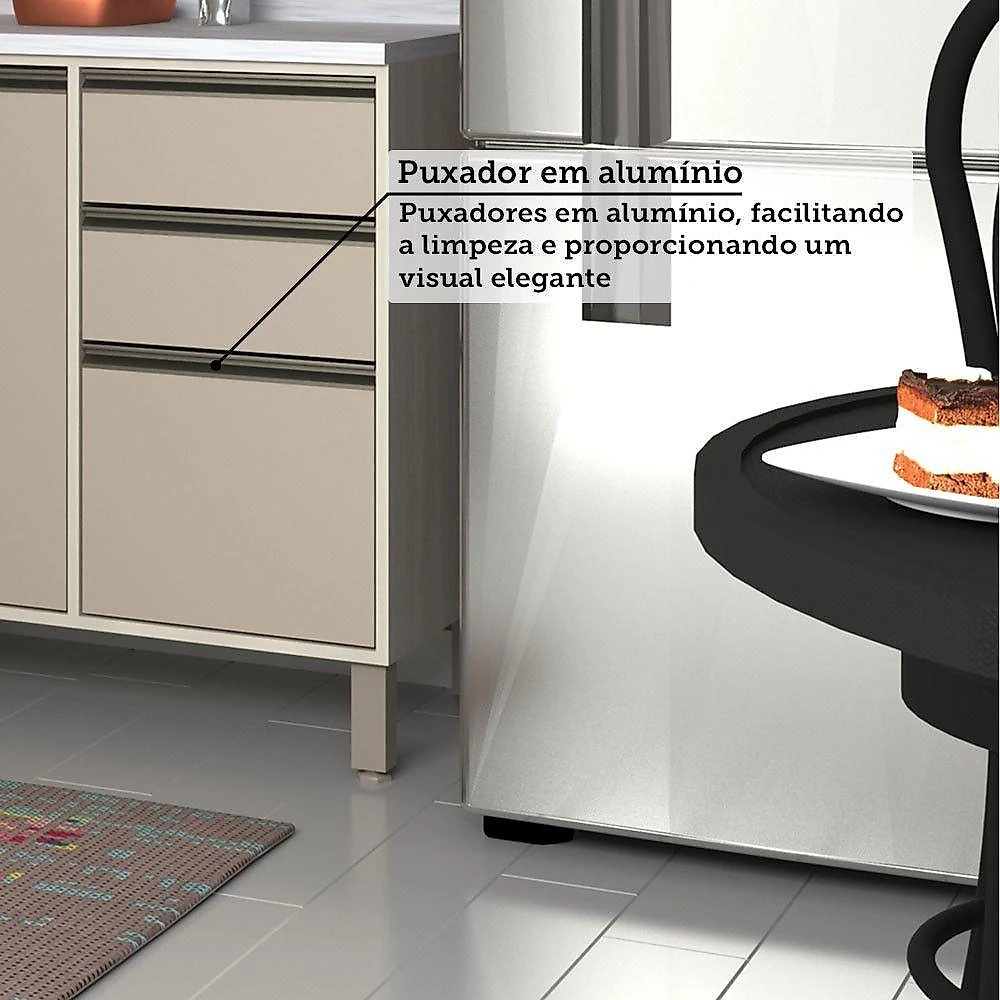 Cozinha Modulada Compacta 4 Peças Com Tampo E Vidro Reflecta Pátina Ff/mocca Laca