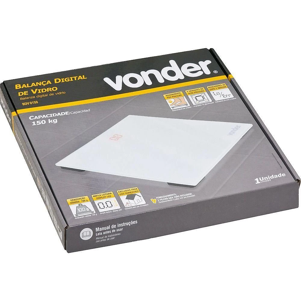 Balança Digital De Vidro 310x300mm 150kg - Vonder