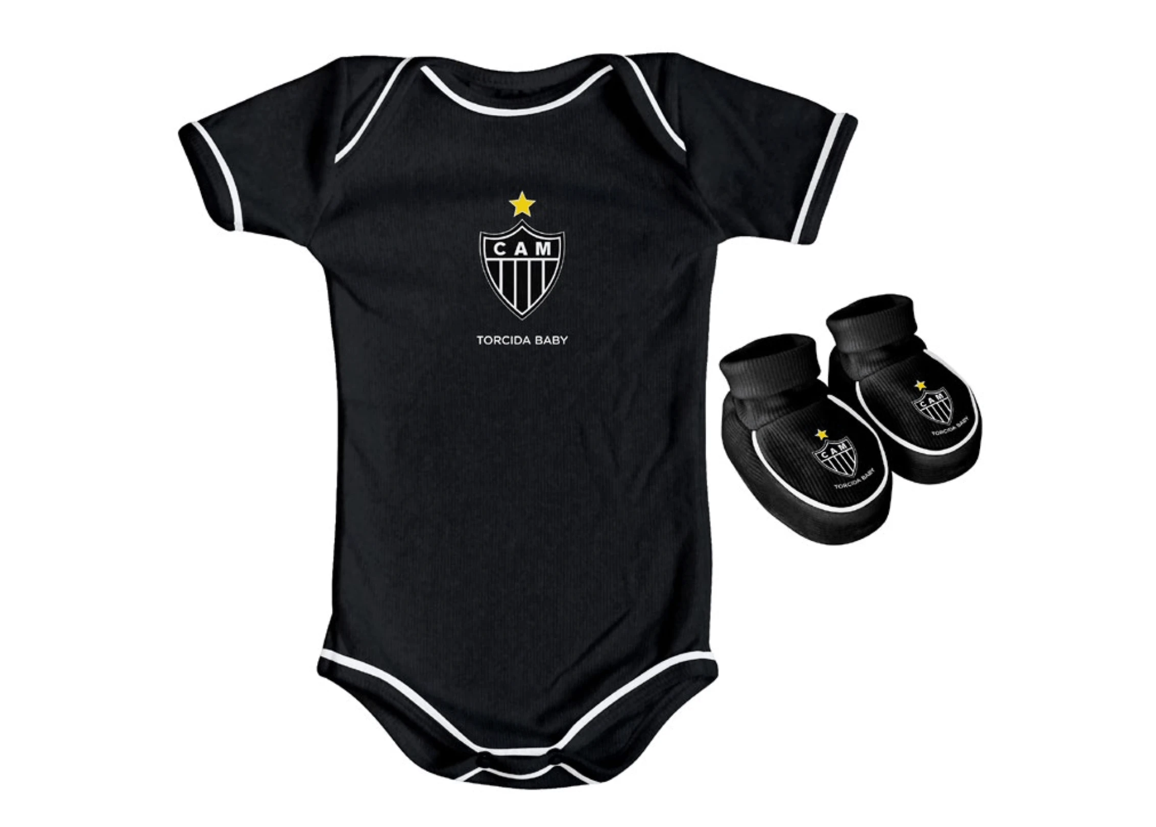Kit 2 Peças - Body Manga Curta Preto  - Torcida Baby