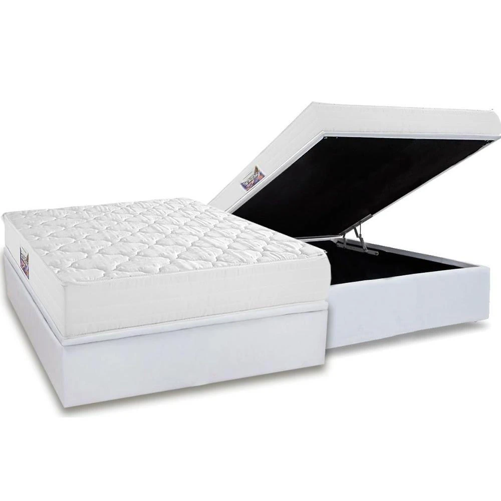 Conjunto Box Baú Casal: Colchão Espuma Herval D45 Top + Base Crc Linhão White (138x188)