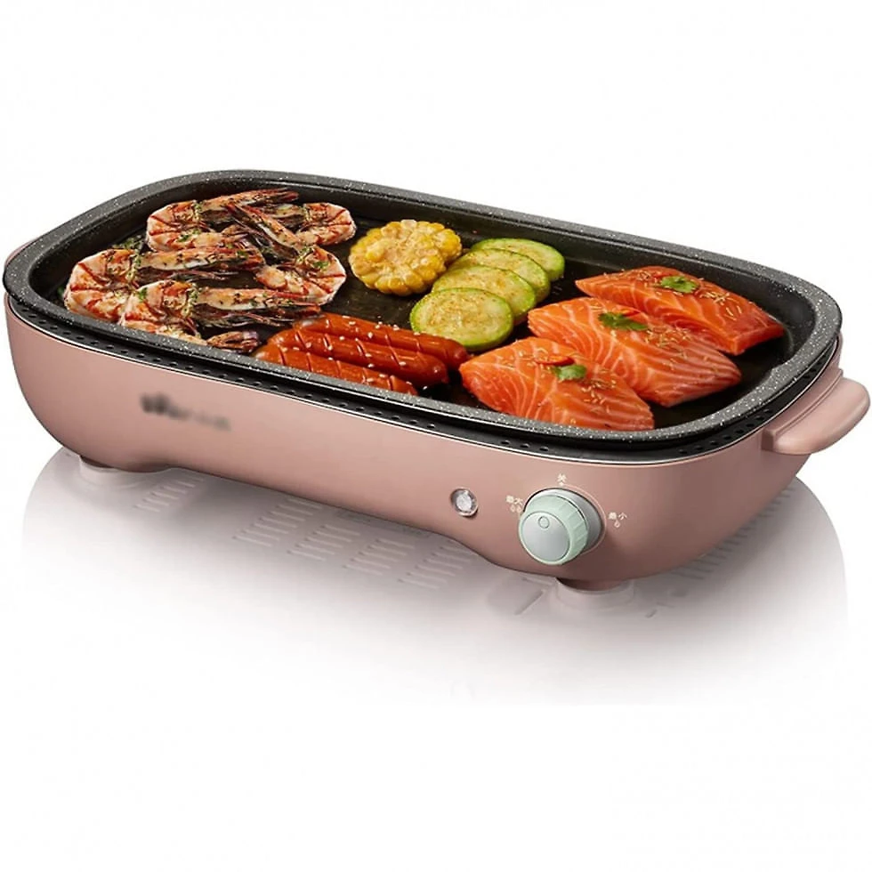Churrasqueira Elétrica Grill com Controle de Temperatura oara 2 a 5 Pessoas, Bivolt 1200W, NEWCES, Rosa