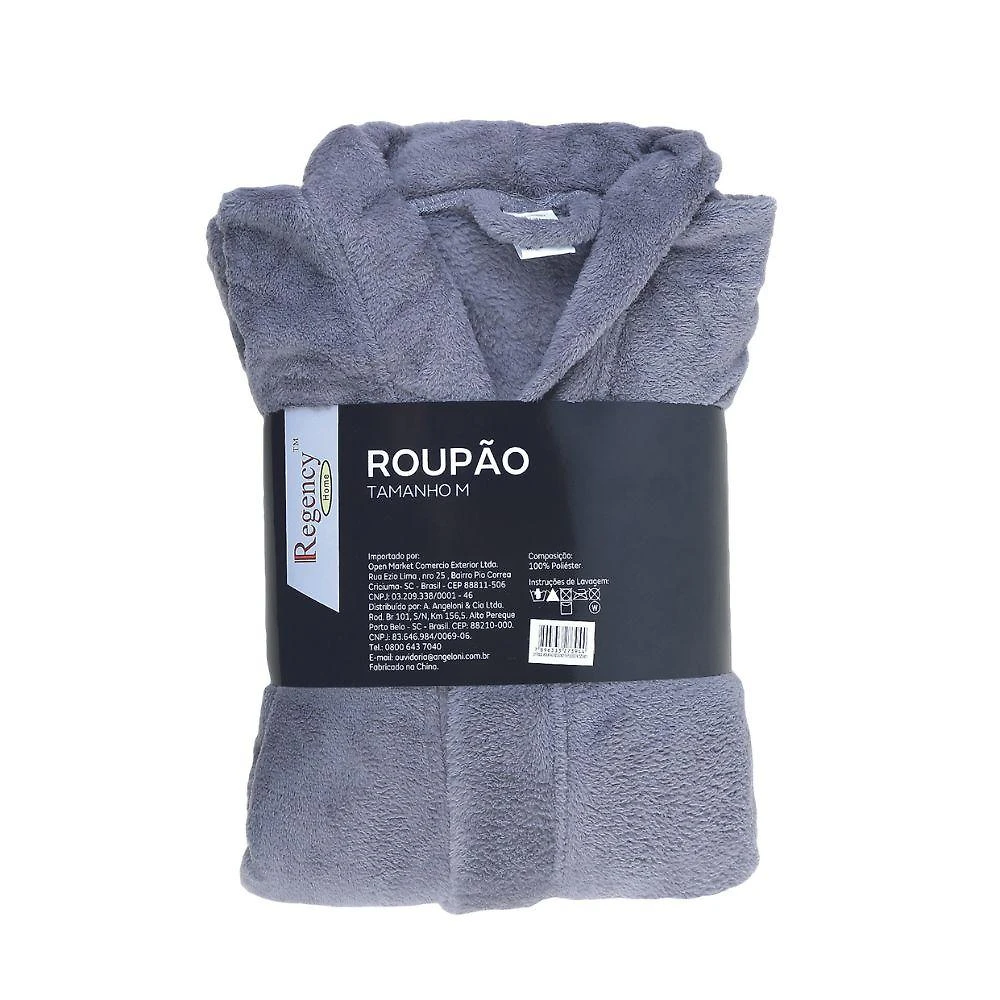 Roupão Fleece Microfibra Cinza - Regency