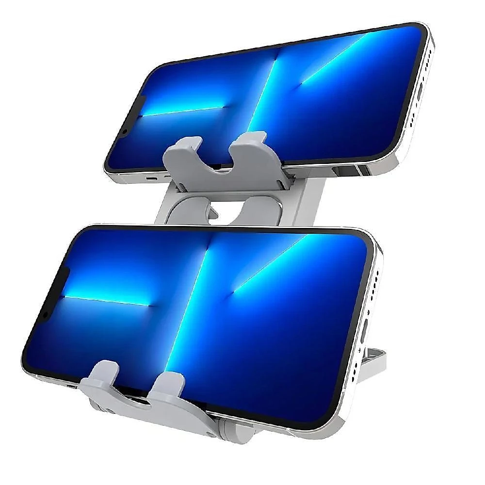 Suporte Notebook e Celular Articulado Duplo 2 em 1 Mesa Ajustavel Ergonomico Branco e Cinza Yeet