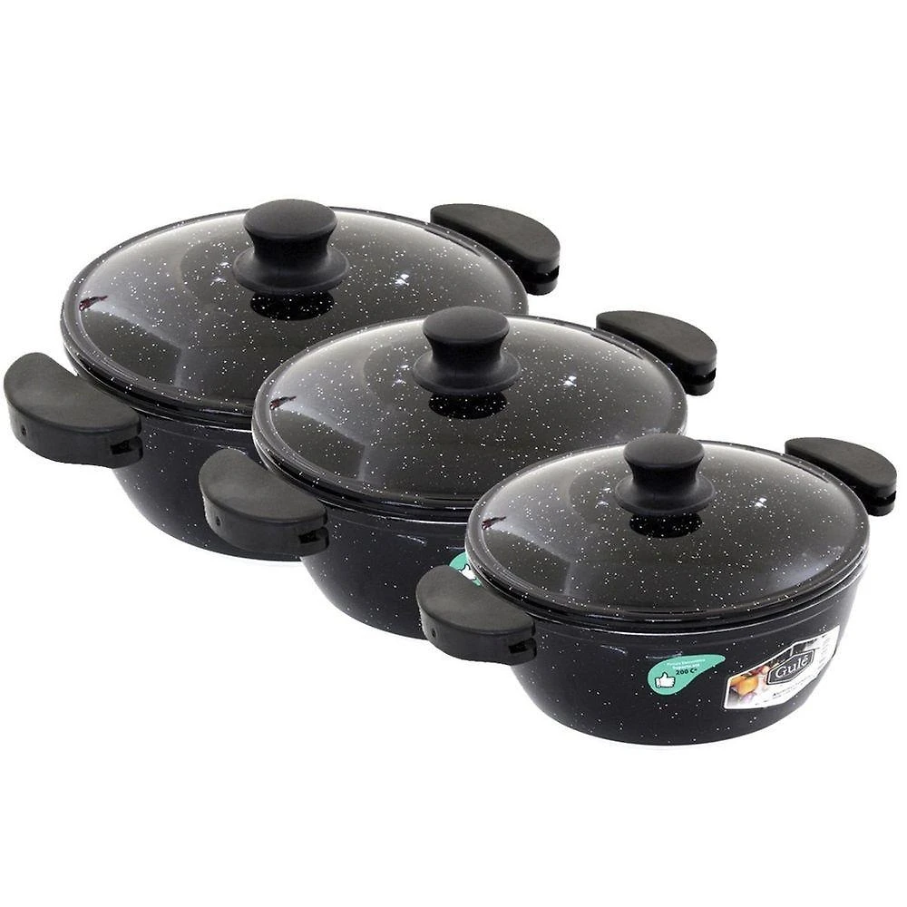 Kit Panelas Gulê Alumínio 900ml 1,45l 1,75l 3 Peças Preto