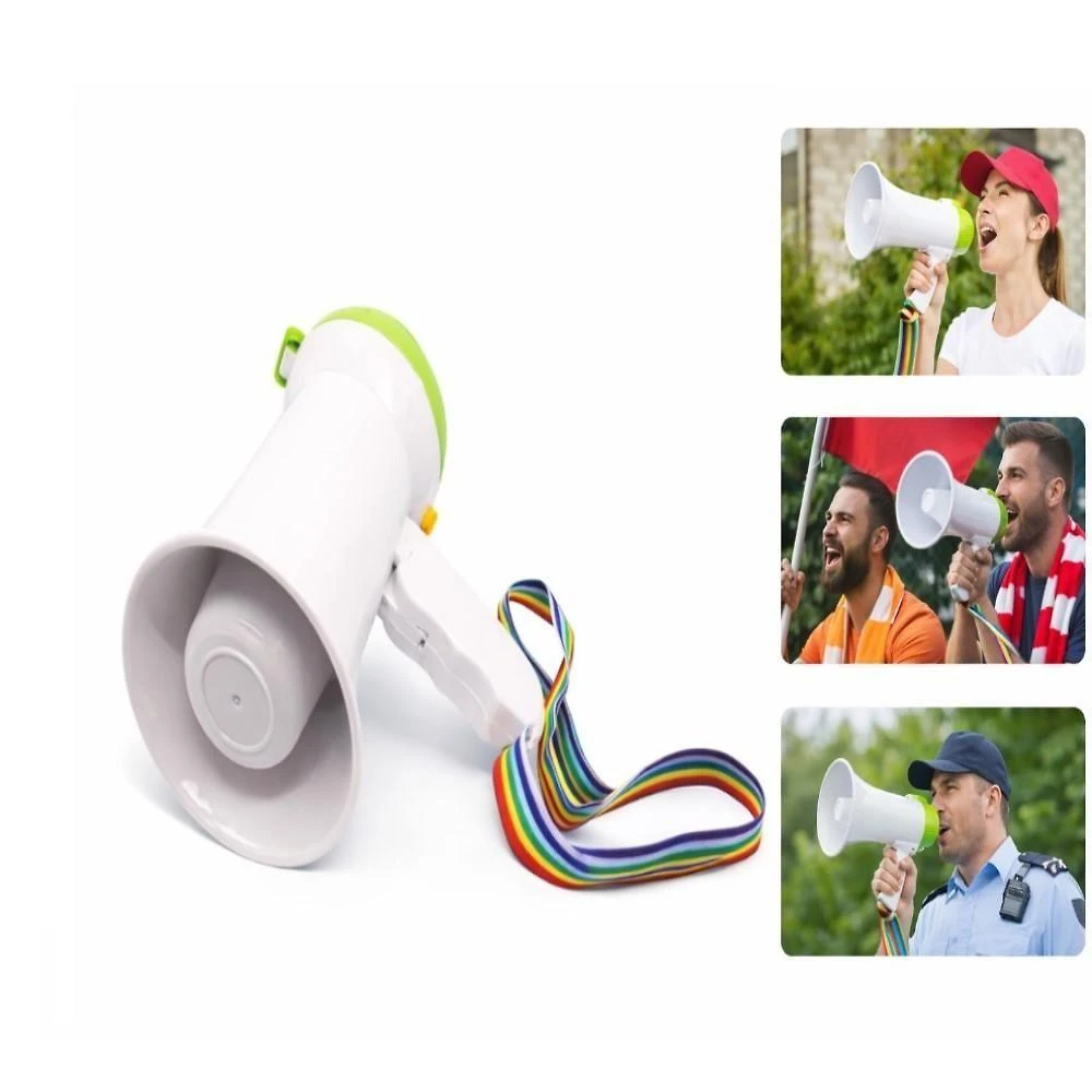 Megafone Portátil Mini Gravador Sirene Musical Dobrável a Pilha