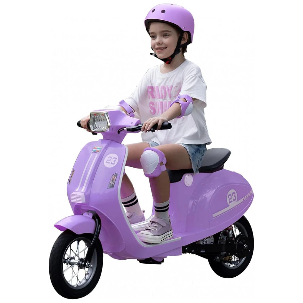 Moto Elétrica Infantil Okay Run Lilás 24V 2 Rodas LED Música 3 Velocidades Buzina 8 a 14 Anos