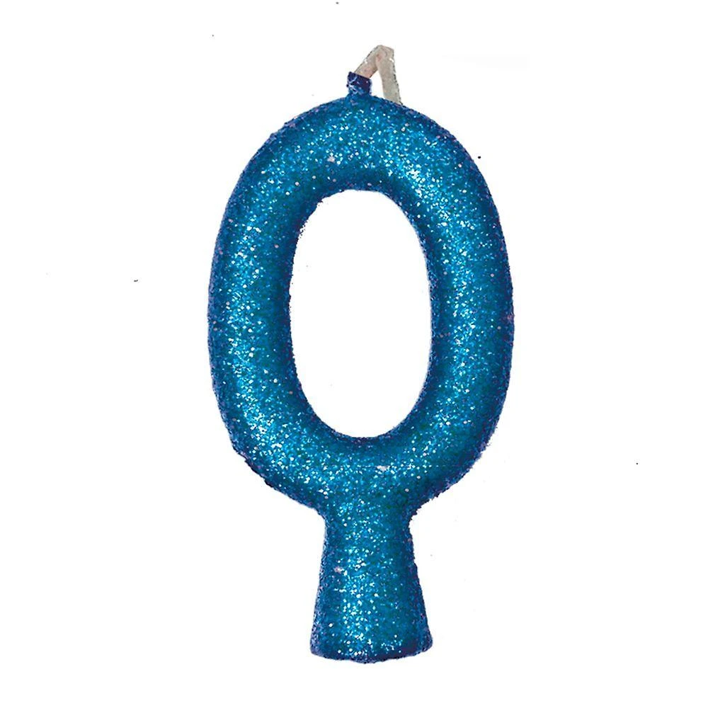 Vela De Aniversário Puro Glitter Azul Modelo 0