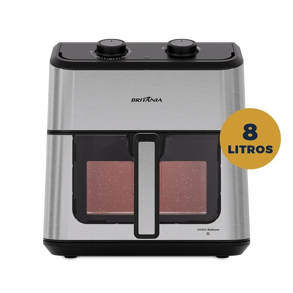 Air Fryer Britânia 8L Redstone Visor Glass BAF80A 110V