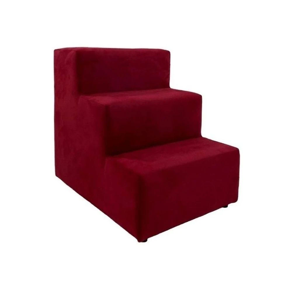 Escada Escadinha Pet Cachorro 3 Degraus Rampa Suede Dog Cor:vermelho