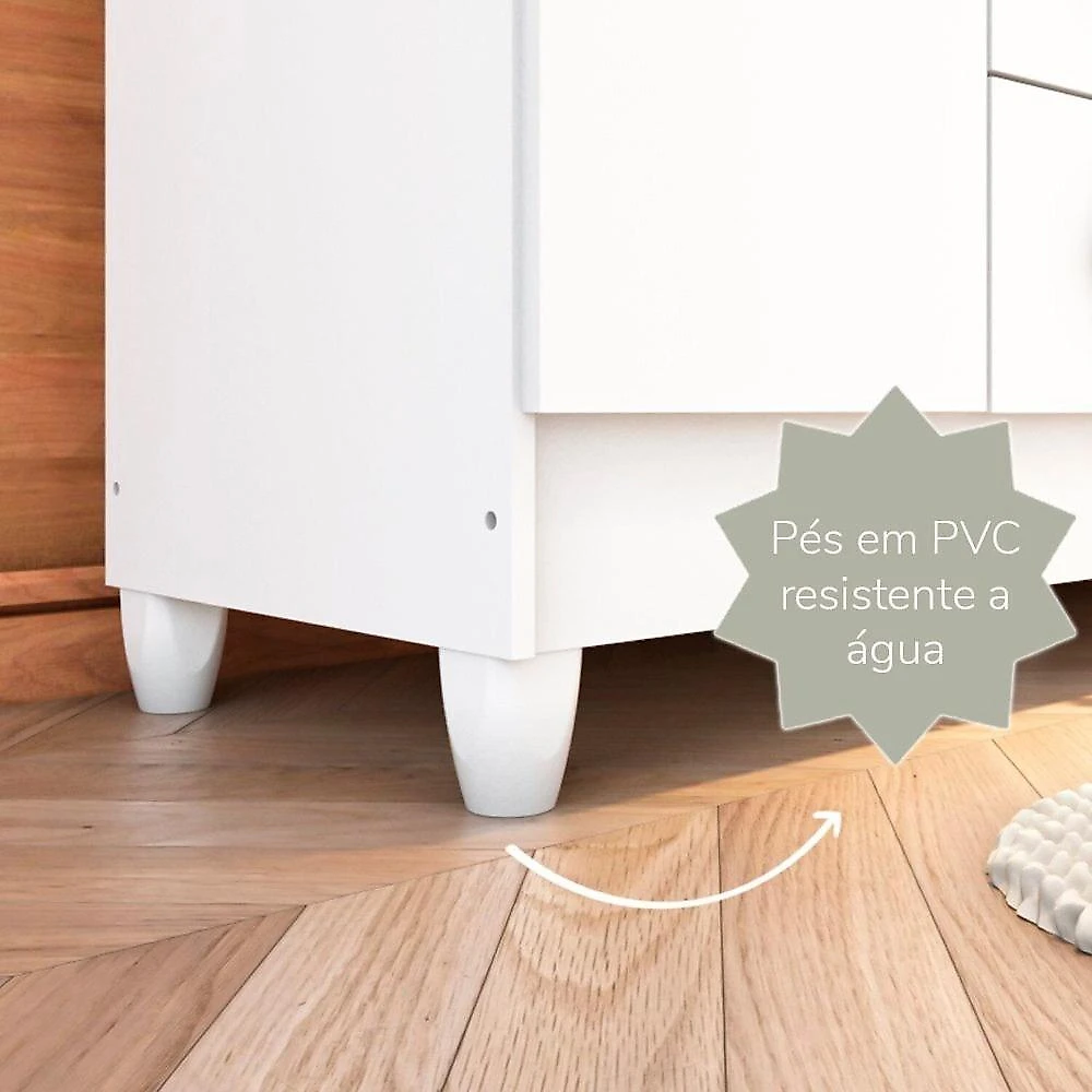 Quarto de Bebê Completo Berço Mini Cama e Guarda-roupa 4 Portas Mirelle Branco