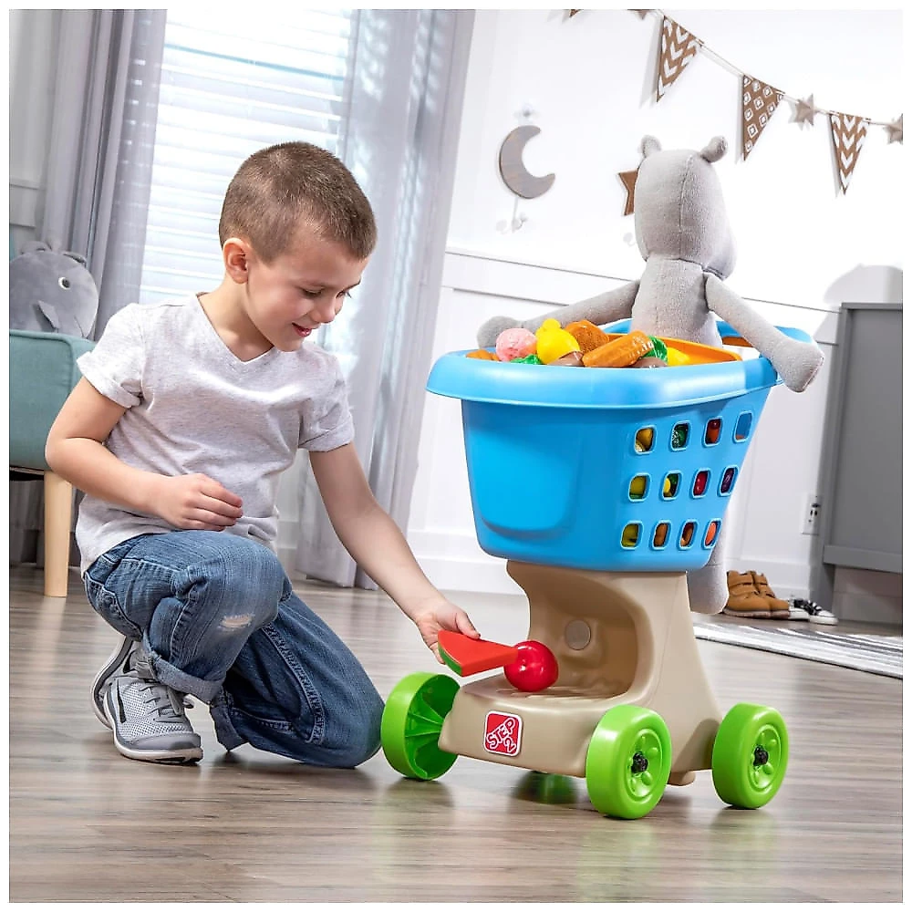 Carrinho de Compras Infantil, Feito de Plástico Durável, Para Crianças a Partir de 2 Anos, Step2 Little Helper's, Azul 110v