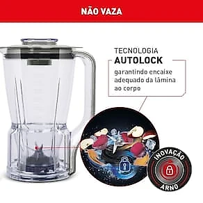 Liquidificador Arno Power Max XXL LN87 2200W* Jarra 2,25L 6 Lâminas Powelix Cinza 110V