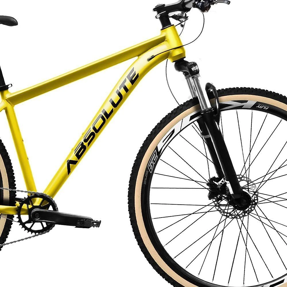 Bicicleta Aro 29 Nero 5 Peças Inteira Absolute 12v Garfo Trava Remota K7 Pneu Faixa Freio Hidráulico. Amarelo Tam.21