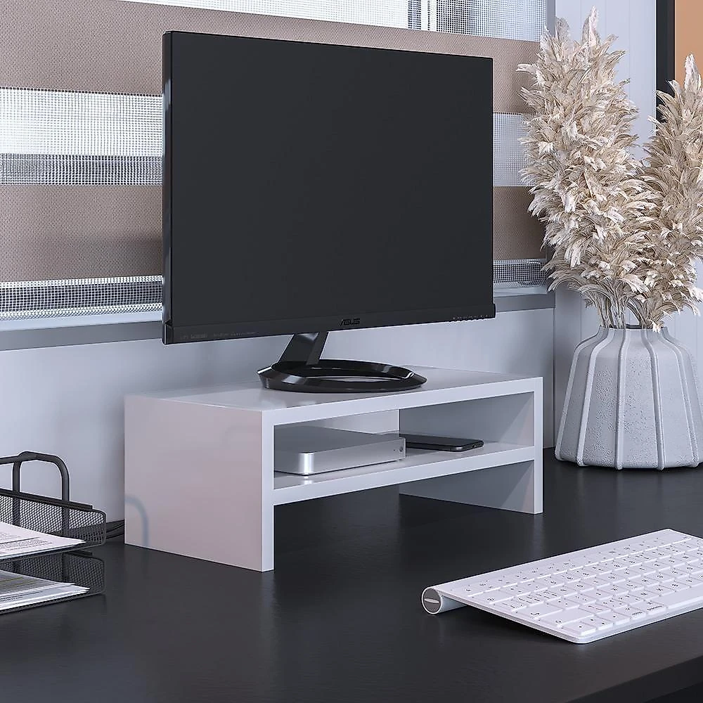 Kit 3 Suportes Stand Para Monitores Mesa Escritório Branco