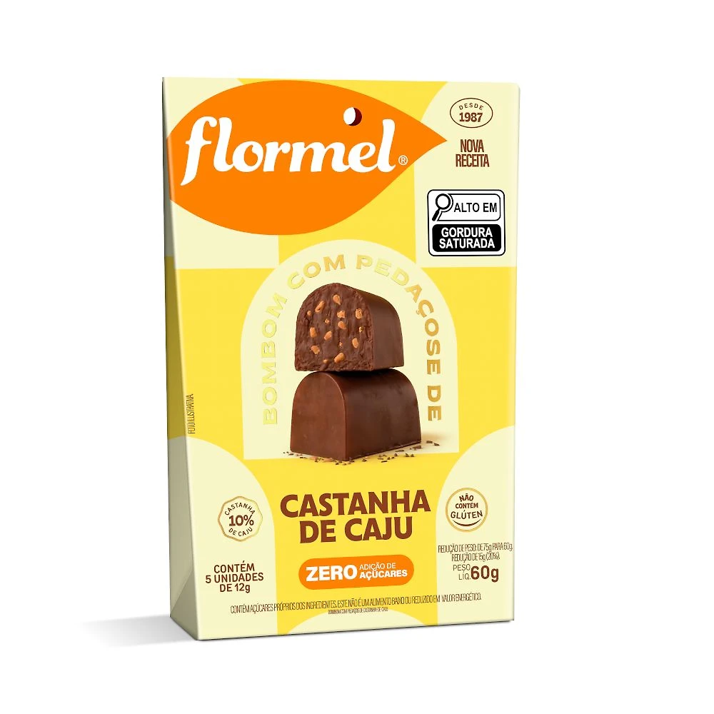 Bombons Flormel com Pedaços de Castanha de Caju 60g