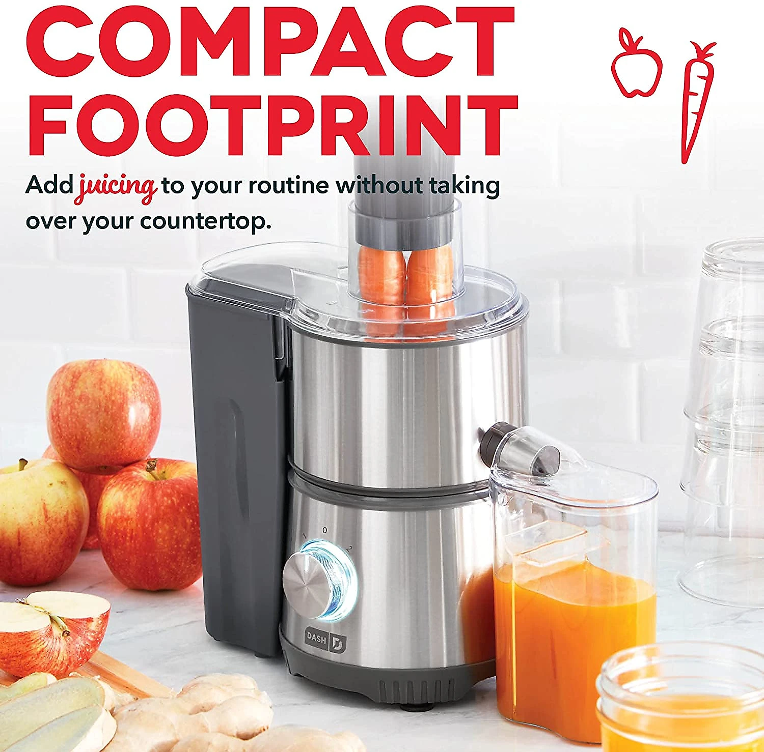 Dash Centrífuga de Frutas com 2 Velocidades Aço Inoxidável 11 0V Cinza